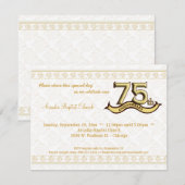 Gold Damask 75e Jubileum Celebration Invite Kaart (Voorkant / Achterkant)