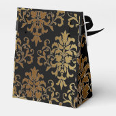 Gold Damask Black Script Weduwend Elegant Bedankdoosjes (Achterkant)