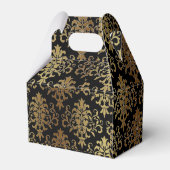 Gold Damask Black Script Weduwend Elegant Bedankdoosjes (Achterkant)