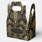 Gold Damask Black Script Weduwend Elegant Bedankdoosjes (Geopend)
