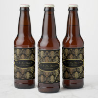 Gold Damask Black Script Weduwend Elegant