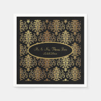 Gold Damask Black Script Weduwend Elegant