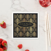 Gold Damask Black Script Weduwend Elegant Servet (Insitu)
