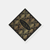 Gold Damask Black Script Weduwend Elegant Servet (Hoek)