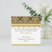 Gold damask brocade Hindu bruiloft Kaart (Staand voorkant)
