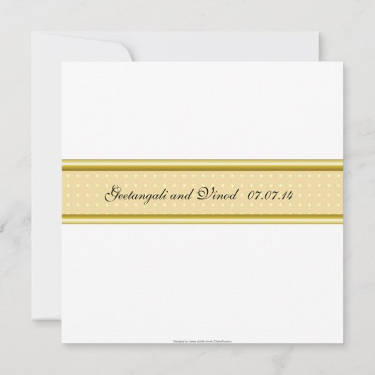 Gold damask brocade Hindu bruiloft Kaart (Achterkant)