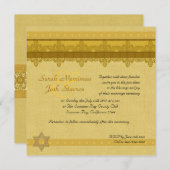 Gold Damask Brocade Joods bruiloft Kaart (Voorkant / Achterkant)