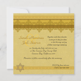 Gold Damask Brocade Joods bruiloft Kaart