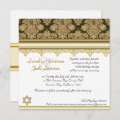 Gold Damask Brocade Joods bruiloft Kaart (Voorkant / Achterkant)