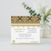 Gold Damask Brocade Joods bruiloft Kaart (Staand voorkant)
