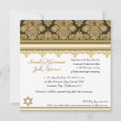 Gold Damask Brocade Joods bruiloft Kaart (Voorkant)