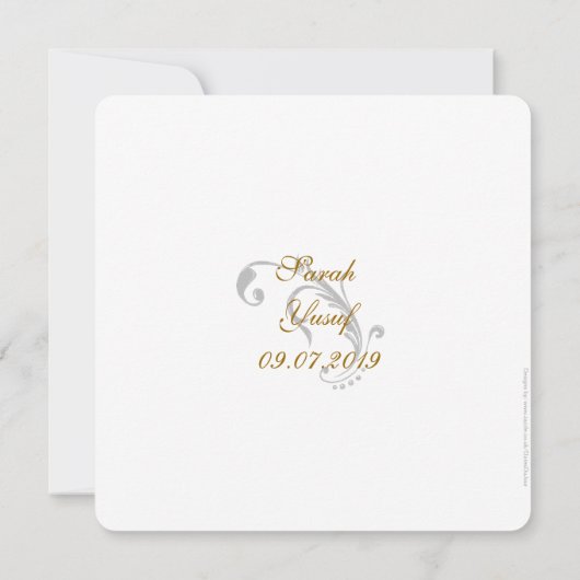 Gold Damask Brocade Muslim bruiloft Kaart (Achterkant)