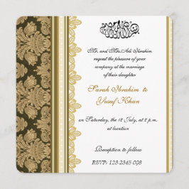 Gold Damask Brocade Muslim bruiloft Kaart