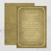 Gold Damask  Chalkboard Wedding Invitations Kaart (Voorkant / Achterkant)