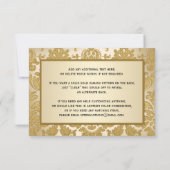Gold Damask, Chandelier Wedding Reply Card RSVP Kaartje (Achterkant)