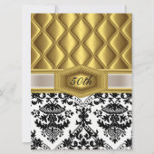 Gold Damask classic Birthday Invitation Kaart (Voorkant)