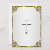 Gold Damask Cross Foto Baptisme Christening 2 Kaart (Achterkant)