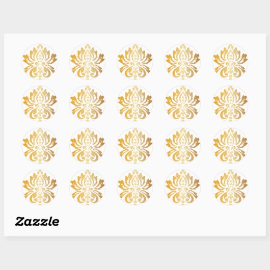 Gold Damask Custom Ronde Sticker (Vel)