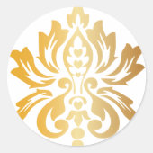 Gold Damask Custom Ronde Sticker (Voorkant)