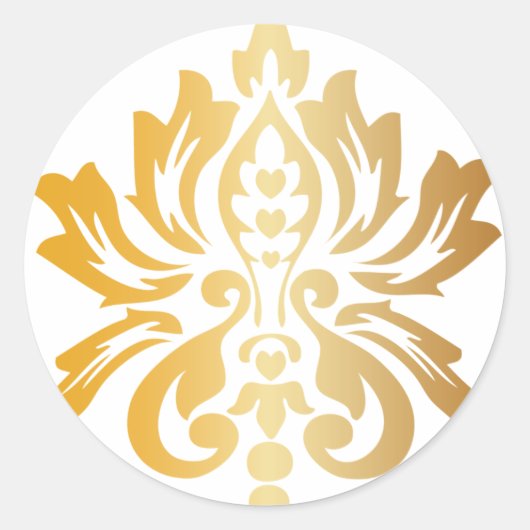 Gold Damask Custom Ronde Sticker (Voorkant)