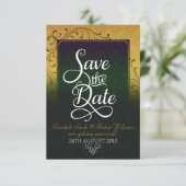 Gold  Damask Elegance Save the Date Kaart (Staand voorkant)
