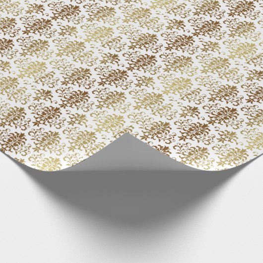 Gold Damask Elegant Holiday Kerstmis Cadeaupapier (Hoek)