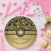 Gold Damask en Diamond - 50e Jubileum Dinner P Papieren Bordje (Feest)