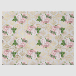 Gold Damask en Roses ontkoppelen Tissuepapier