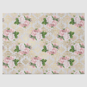 Gold Damask en Roses ontkoppelen Tissuepapier