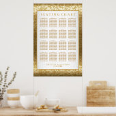 Gold Damask en White - Seating Chart Poster (Keuken)
