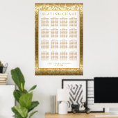 Gold Damask en White - Seating Chart Poster (Thuiskantoor)