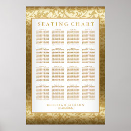 Gold Damask en White - Seating Chart Poster