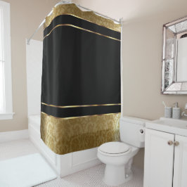 Gold Damask en zwart design Douchegordijn