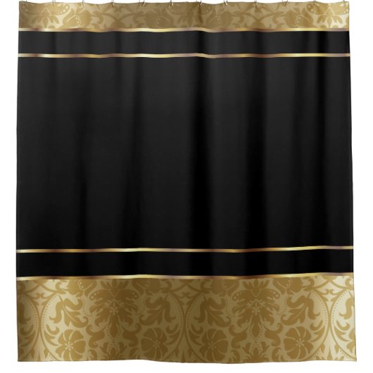 Gold Damask en zwart design Douchegordijn (Voorkant)