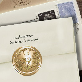 Gold Damask Envelope Seal Ronde Sticker