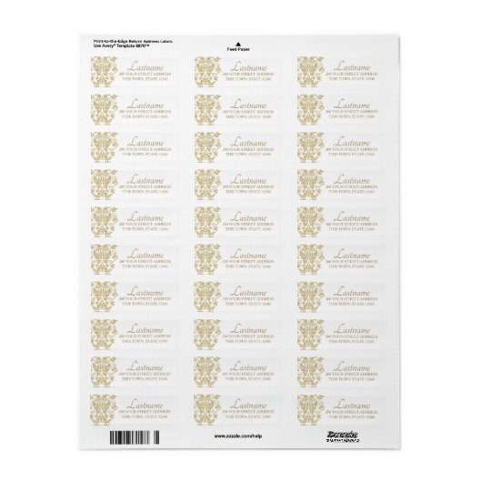 Gold Damask Etiket (Full Sheet)