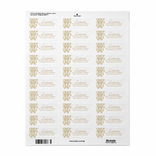 Gold Damask Etiket (Full Sheet)