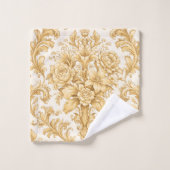 Gold Damask Floral Bad Handdoek (Wasdoekje)
