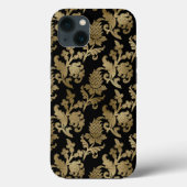 Gold Damask Floral op Black Wedding Gift Case-Mate iPhone Case (Achterkant)