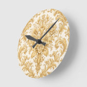 Gold Damask Floral Ronde Klok (Hoek)
