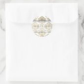 Gold Damask  Glam Wedding Event Favor Ronde Sticker (Tas)