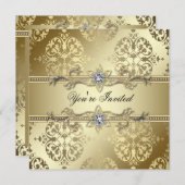 Gold Damask Gold Party Kaart (Voorkant / Achterkant)