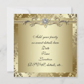 Gold Damask Gold Party Kaart (Achterkant)