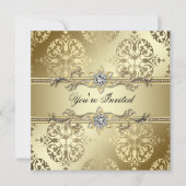 Gold Damask Gold Party Kaart (Voorkant)