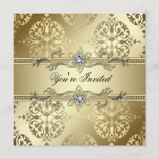 Gold Damask Gold Party Kaart