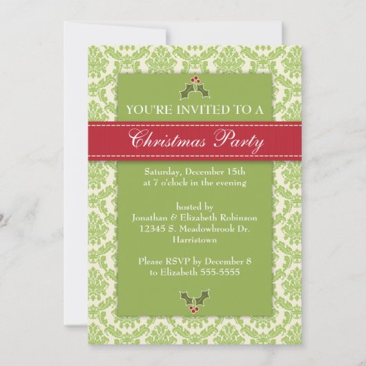 Gold Damask Holiday Kaart (Voorkant)