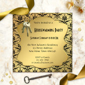 Gold & Damask Housewarming Party Uitnodiging