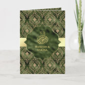 Gold Damask Hunter Green Islamic Muslim Weduwen (Voorkant)
