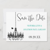 Gold Damask Je foto op Chandelier Wedding Save The Date (Voorkant)