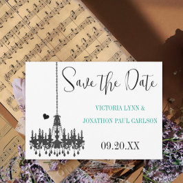 Gold Damask Je foto op Chandelier Wedding Save The Date